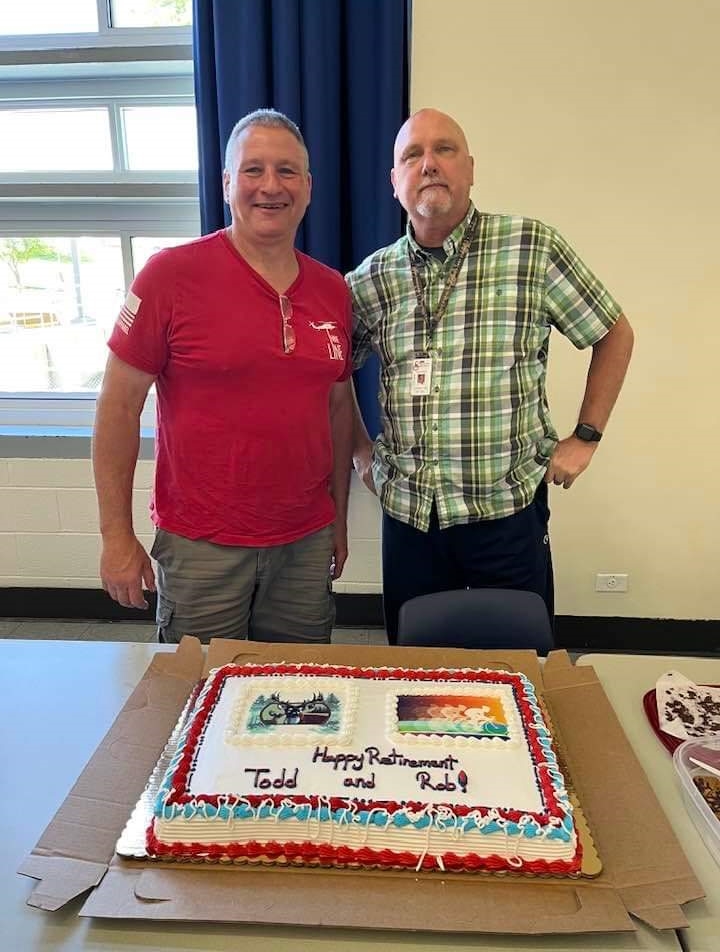 Retirees Todd Myers (English) and Robert Whyne (Guidance)
