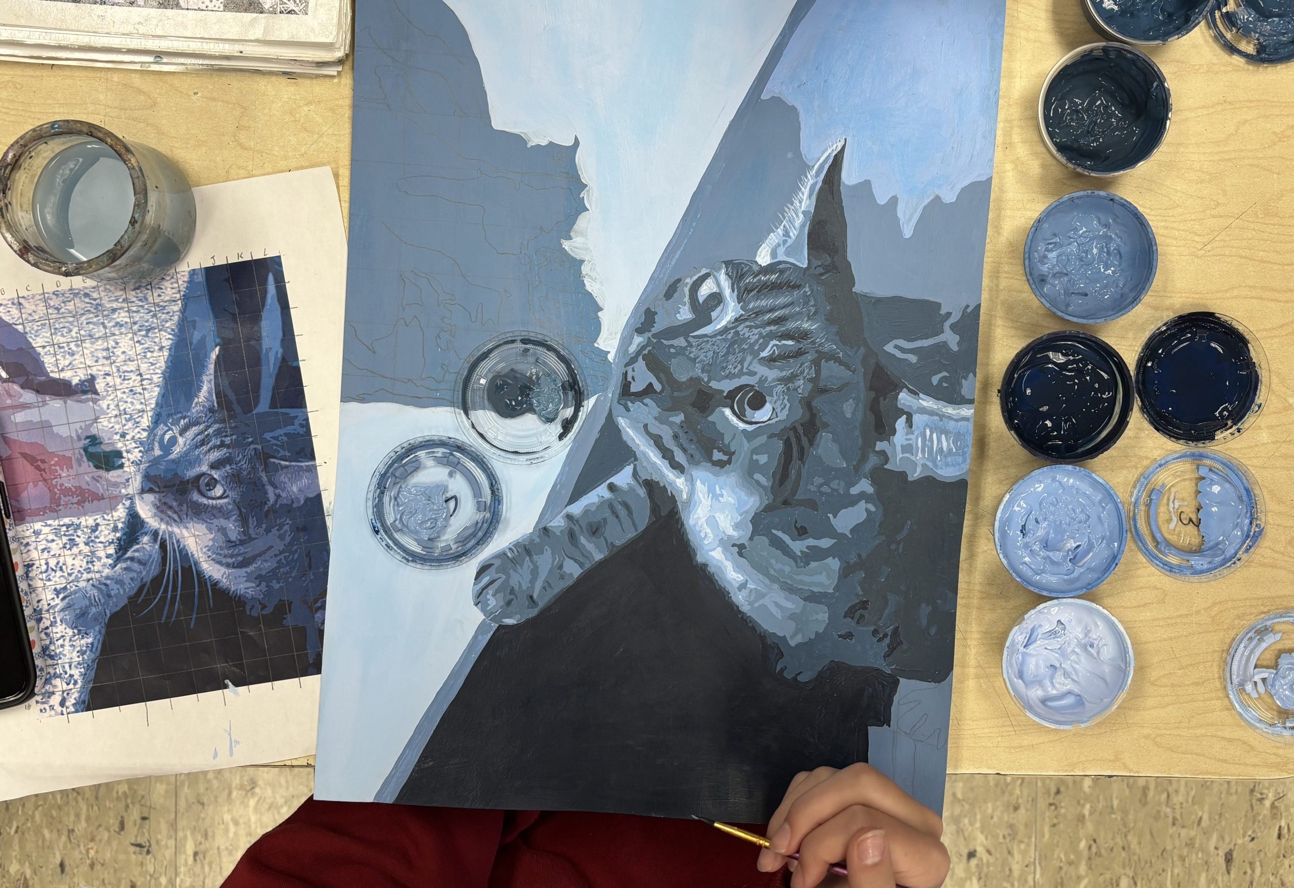 Ella Toskey Painting her cat Ollie in Drawing & Painting 1