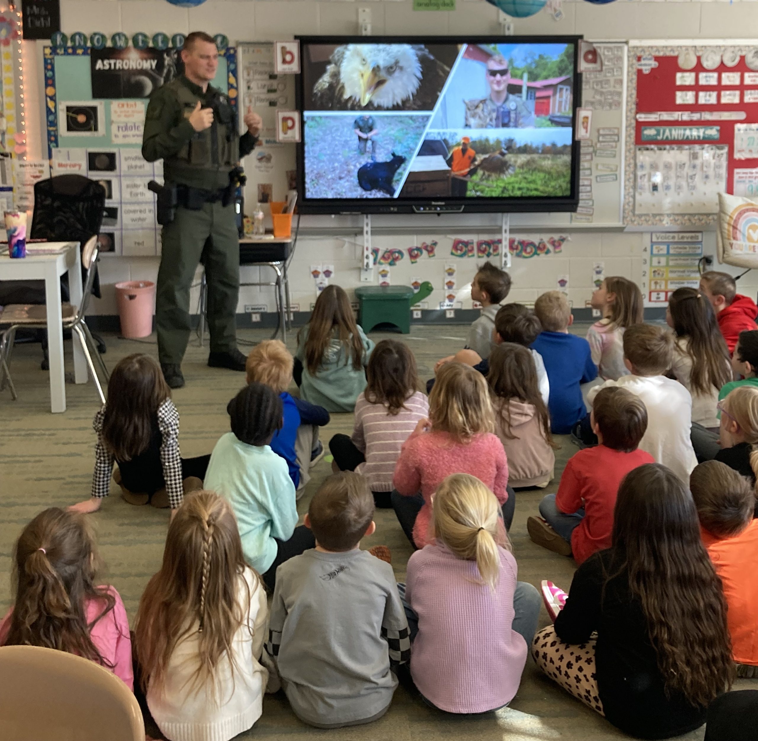 Students learn about different careers during career day at the elementary school
