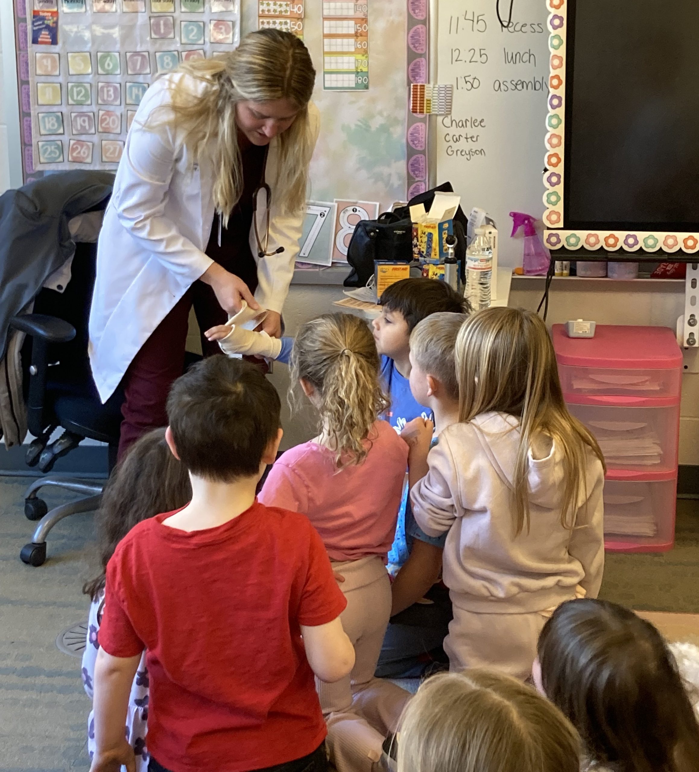 Students learn about different careers during career day at the elementary school
