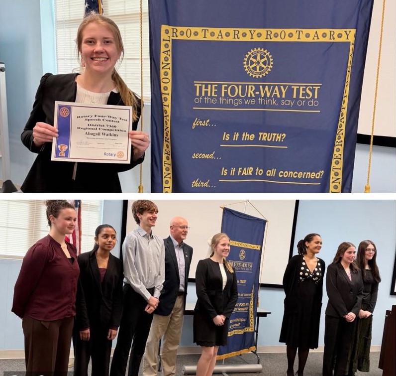 Abigail Watkins Earns 3rd Place in the Rotary 4-Way Speech Regional Contest!  Congratulations Abigail!